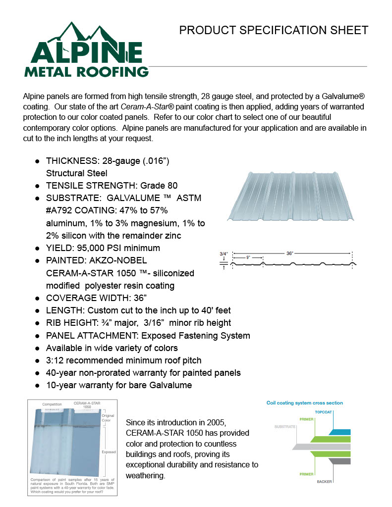 alpine product specs sheet